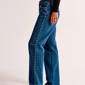 Abercrombie and Fitch The Baggy Low Rise Studded Jeans Tik Tok Famous